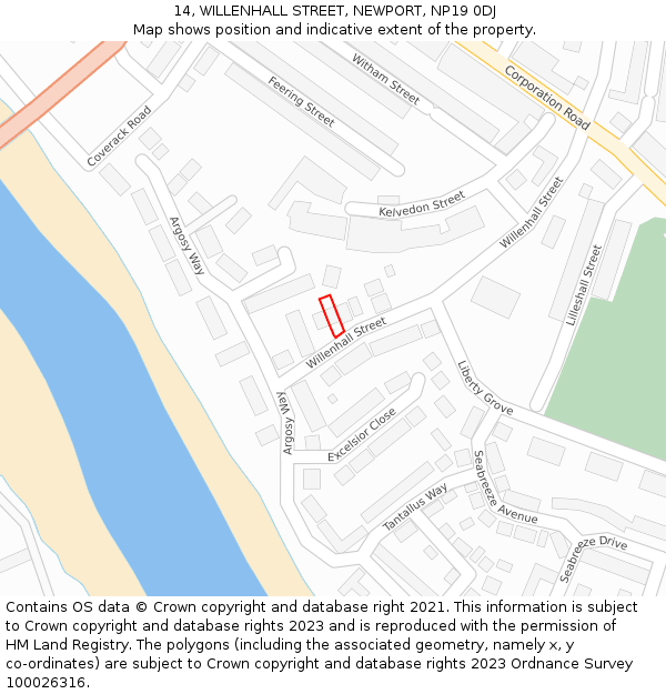 14, WILLENHALL STREET, NEWPORT, NP19 0DJ: Location map and indicative extent of plot