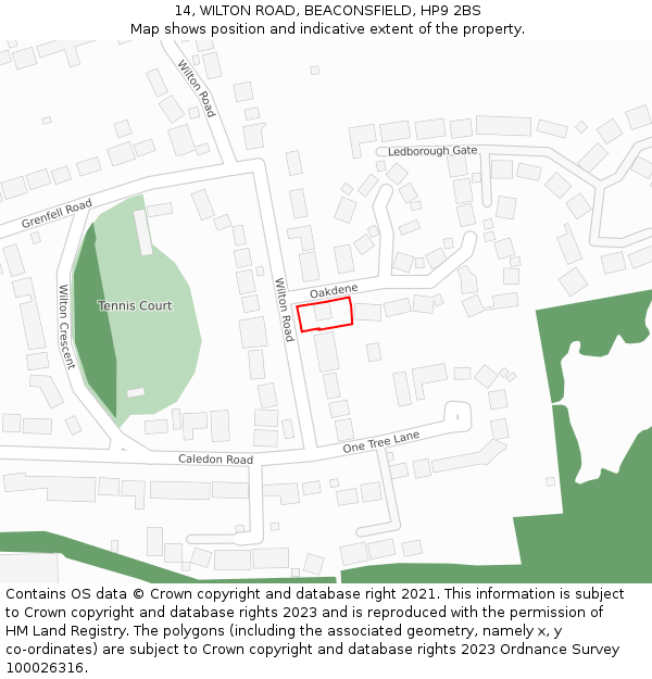 14, WILTON ROAD, BEACONSFIELD, HP9 2BS: Location map and indicative extent of plot