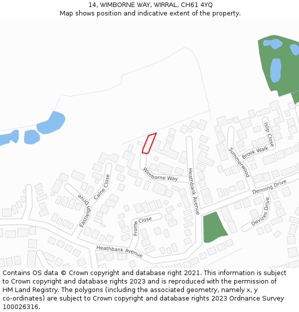 14, WIMBORNE WAY, WIRRAL, CH61 4YQ: Location map and indicative extent of plot