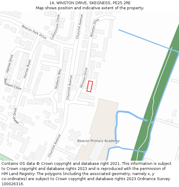 14, WINSTON DRIVE, SKEGNESS, PE25 2RE: Location map and indicative extent of plot