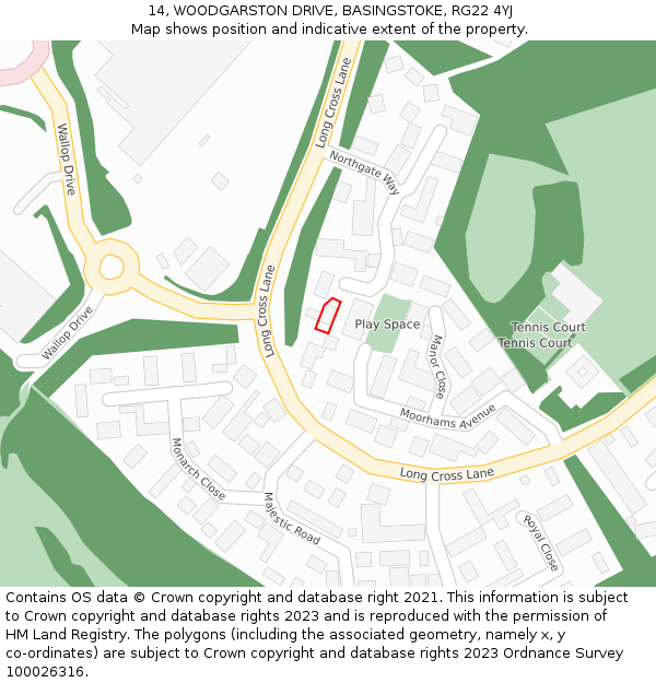 14, WOODGARSTON DRIVE, BASINGSTOKE, RG22 4YJ: Location map and indicative extent of plot