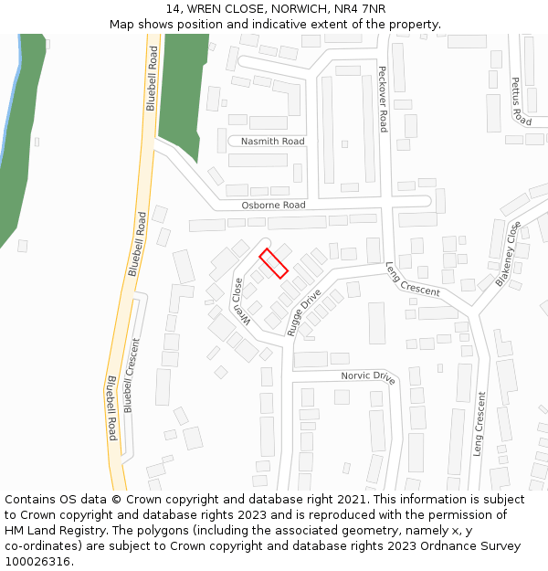 14, WREN CLOSE, NORWICH, NR4 7NR: Location map and indicative extent of plot