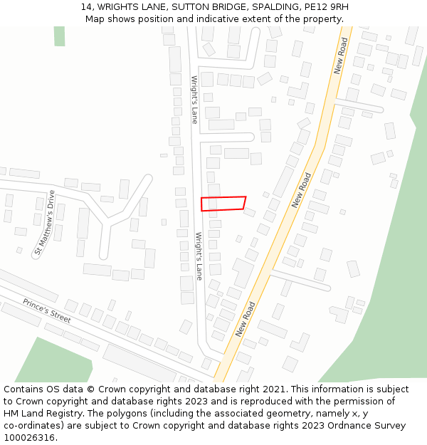 14, WRIGHTS LANE, SUTTON BRIDGE, SPALDING, PE12 9RH: Location map and indicative extent of plot