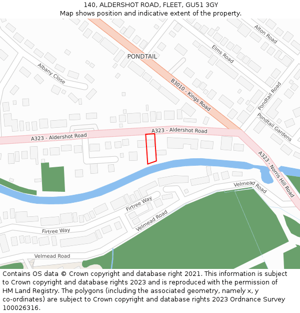 140, ALDERSHOT ROAD, FLEET, GU51 3GY: Location map and indicative extent of plot