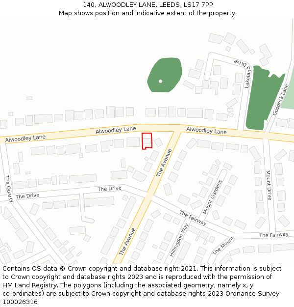 140, ALWOODLEY LANE, LEEDS, LS17 7PP: Location map and indicative extent of plot