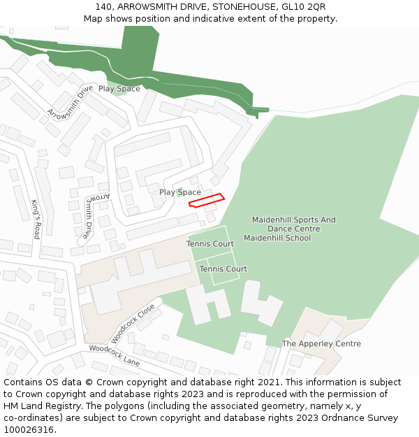 140, ARROWSMITH DRIVE, STONEHOUSE, GL10 2QR: Location map and indicative extent of plot