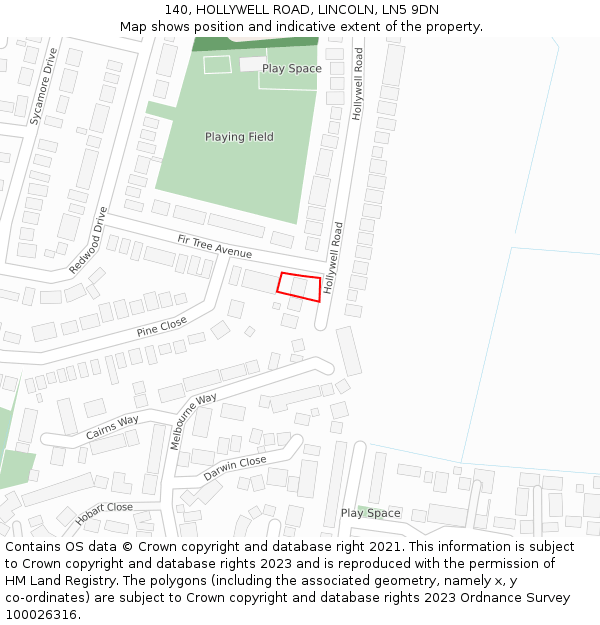 140, HOLLYWELL ROAD, LINCOLN, LN5 9DN: Location map and indicative extent of plot