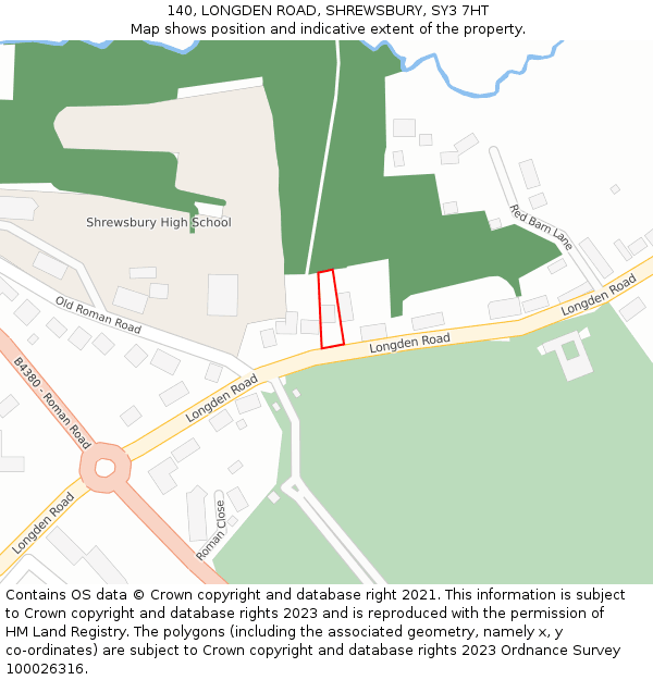 140, LONGDEN ROAD, SHREWSBURY, SY3 7HT: Location map and indicative extent of plot