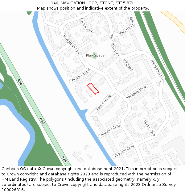 140, NAVIGATION LOOP, STONE, ST15 8ZH: Location map and indicative extent of plot