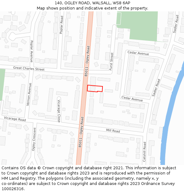 140, OGLEY ROAD, WALSALL, WS8 6AP: Location map and indicative extent of plot