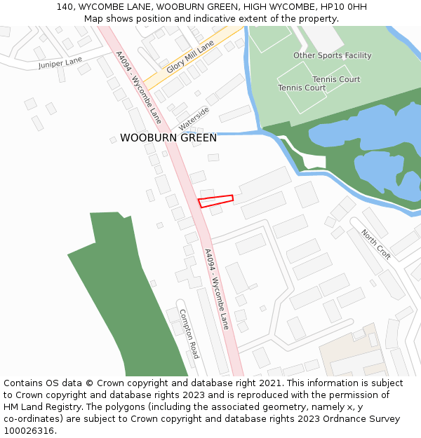 140, WYCOMBE LANE, WOOBURN GREEN, HIGH WYCOMBE, HP10 0HH: Location map and indicative extent of plot