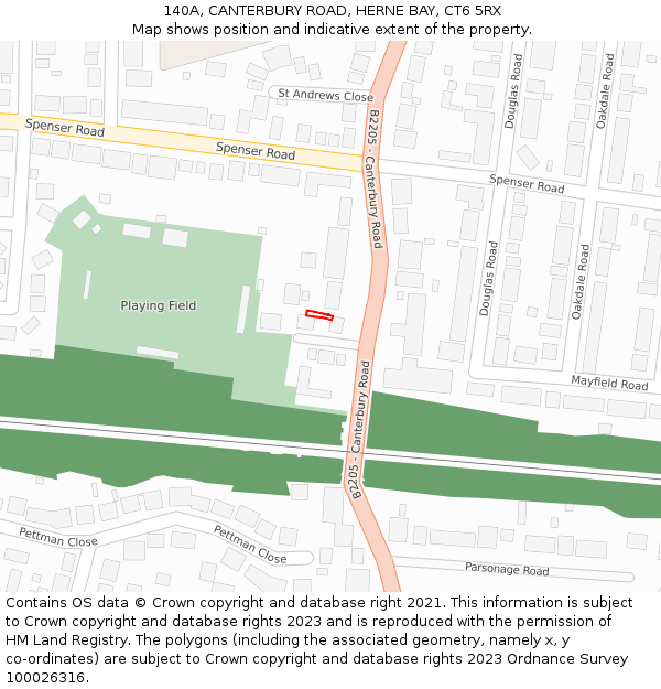 140A, CANTERBURY ROAD, HERNE BAY, CT6 5RX: Location map and indicative extent of plot