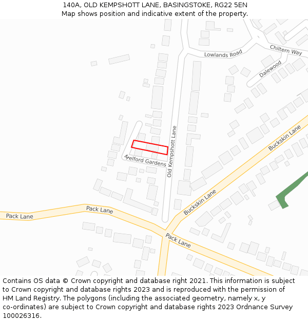 140A, OLD KEMPSHOTT LANE, BASINGSTOKE, RG22 5EN: Location map and indicative extent of plot