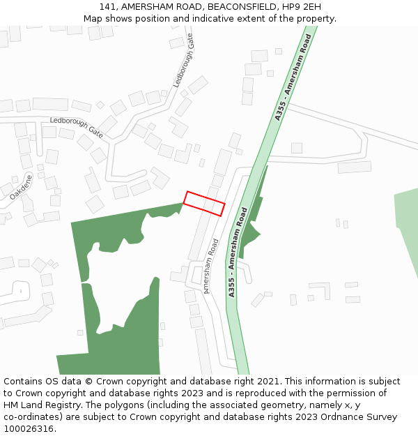 141, AMERSHAM ROAD, BEACONSFIELD, HP9 2EH: Location map and indicative extent of plot