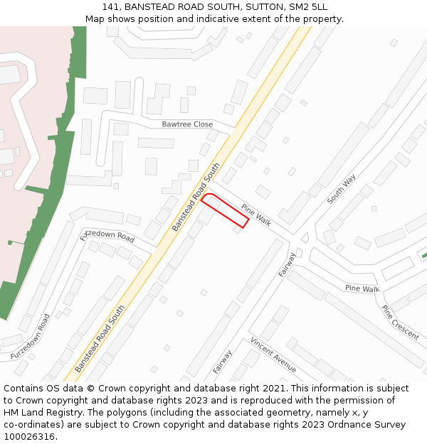 141, BANSTEAD ROAD SOUTH, SUTTON, SM2 5LL: Location map and indicative extent of plot