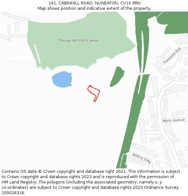 141, CABINHILL ROAD, NUNEATON, CV10 9RN: Location map and indicative extent of plot