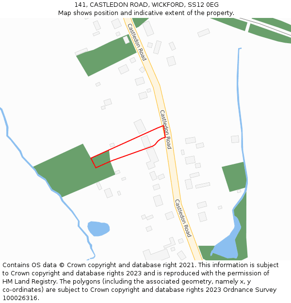 141, CASTLEDON ROAD, WICKFORD, SS12 0EG: Location map and indicative extent of plot