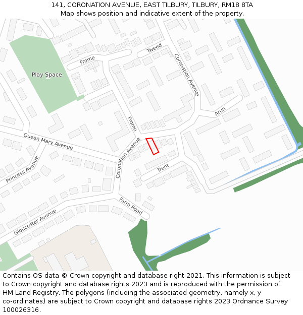 141, CORONATION AVENUE, EAST TILBURY, TILBURY, RM18 8TA: Location map and indicative extent of plot