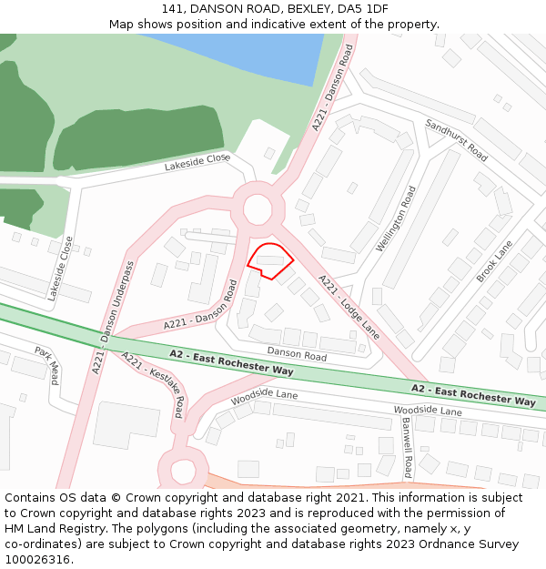 141, DANSON ROAD, BEXLEY, DA5 1DF: Location map and indicative extent of plot