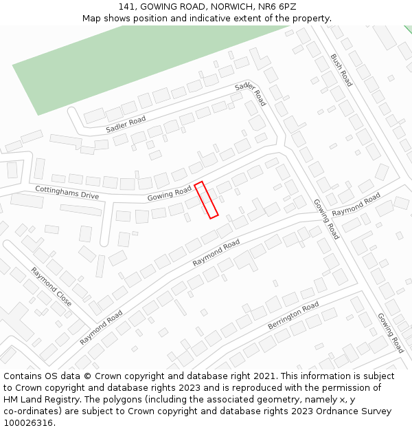 141, GOWING ROAD, NORWICH, NR6 6PZ: Location map and indicative extent of plot