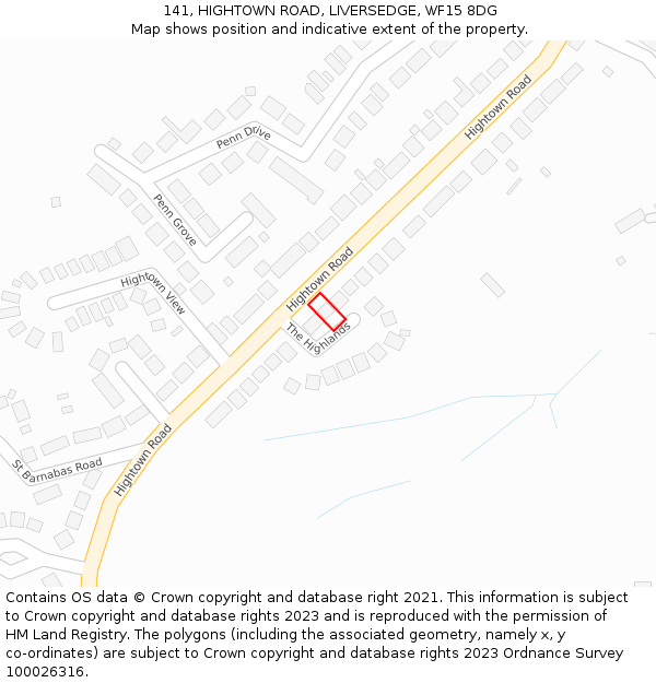 141, HIGHTOWN ROAD, LIVERSEDGE, WF15 8DG: Location map and indicative extent of plot
