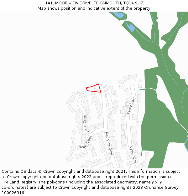 141, MOOR VIEW DRIVE, TEIGNMOUTH, TQ14 9UZ: Location map and indicative extent of plot