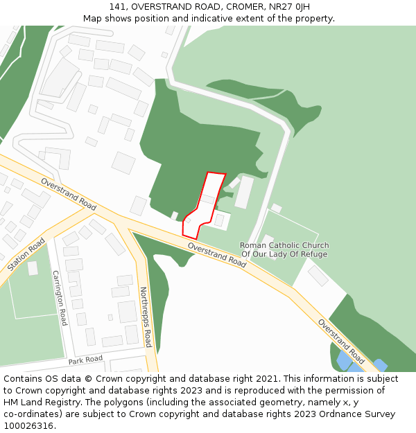 141, OVERSTRAND ROAD, CROMER, NR27 0JH: Location map and indicative extent of plot