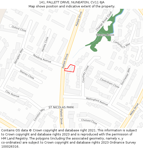 141, PALLETT DRIVE, NUNEATON, CV11 6JA: Location map and indicative extent of plot