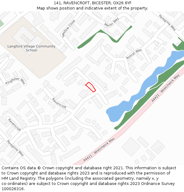 141, RAVENCROFT, BICESTER, OX26 6YF: Location map and indicative extent of plot
