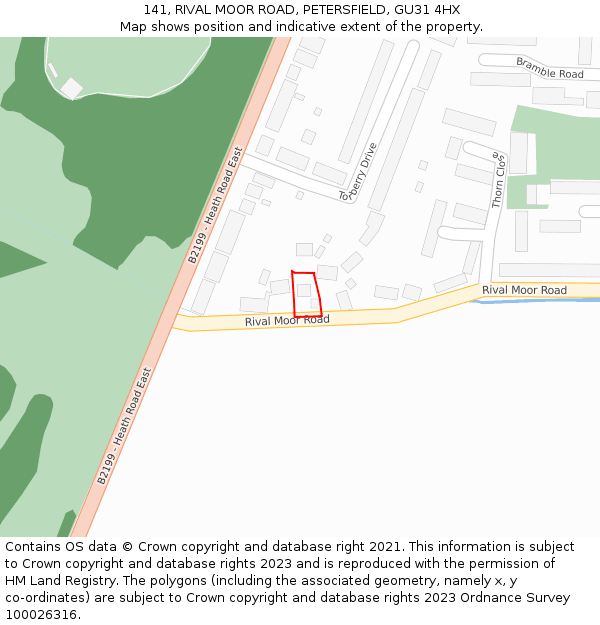 141, RIVAL MOOR ROAD, PETERSFIELD, GU31 4HX: Location map and indicative extent of plot