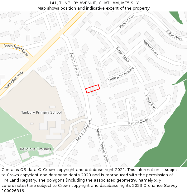 141, TUNBURY AVENUE, CHATHAM, ME5 9HY: Location map and indicative extent of plot