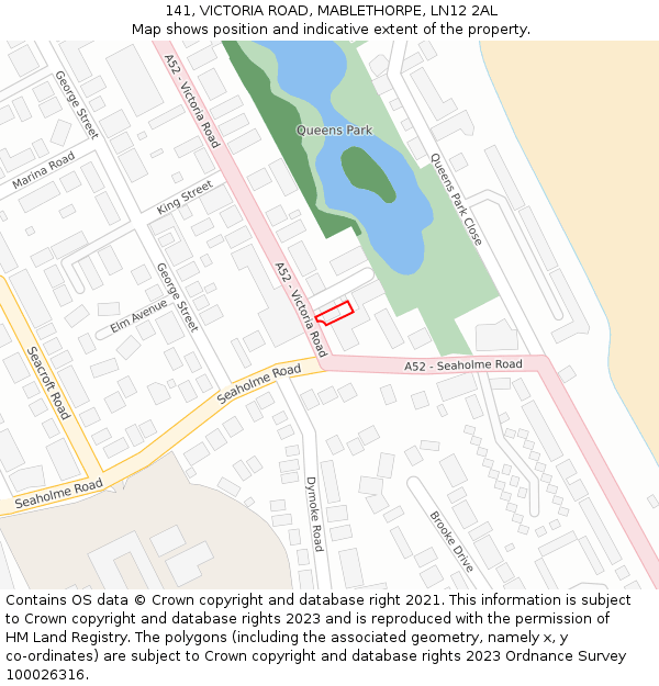 141, VICTORIA ROAD, MABLETHORPE, LN12 2AL: Location map and indicative extent of plot