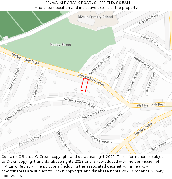 141, WALKLEY BANK ROAD, SHEFFIELD, S6 5AN: Location map and indicative extent of plot