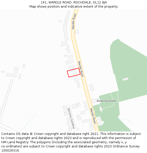 141, WARDLE ROAD, ROCHDALE, OL12 9JA: Location map and indicative extent of plot