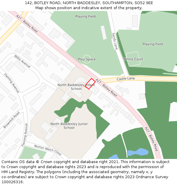 142, BOTLEY ROAD, NORTH BADDESLEY, SOUTHAMPTON, SO52 9EE: Location map and indicative extent of plot