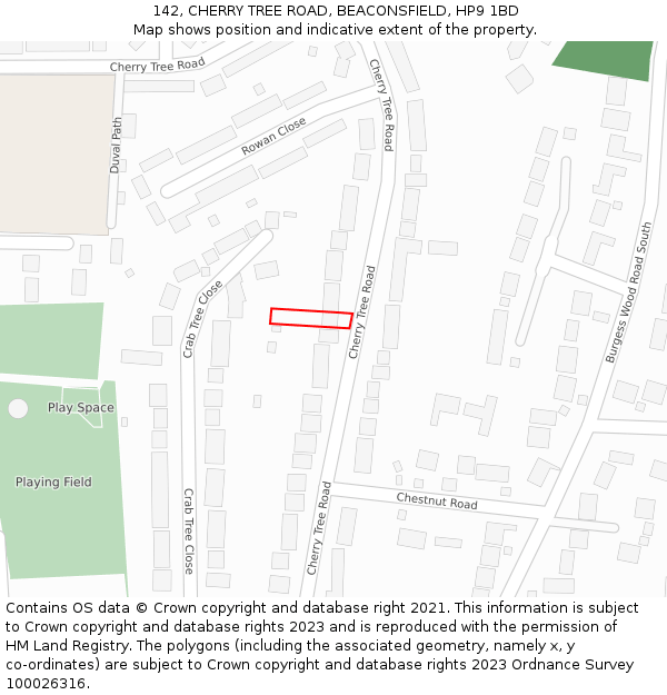 142, CHERRY TREE ROAD, BEACONSFIELD, HP9 1BD: Location map and indicative extent of plot