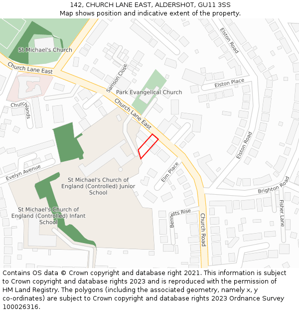 142, CHURCH LANE EAST, ALDERSHOT, GU11 3SS: Location map and indicative extent of plot