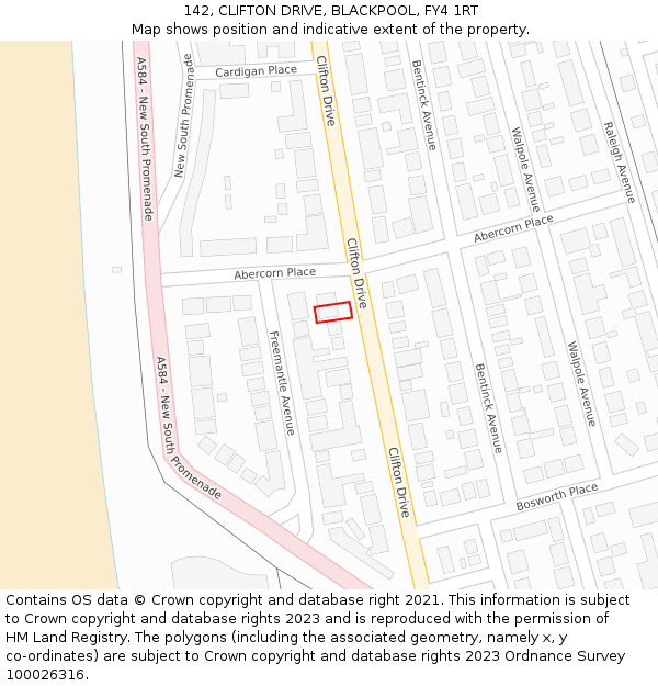 142, CLIFTON DRIVE, BLACKPOOL, FY4 1RT: Location map and indicative extent of plot