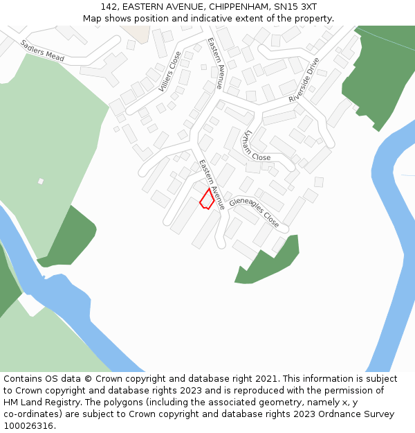 142, EASTERN AVENUE, CHIPPENHAM, SN15 3XT: Location map and indicative extent of plot