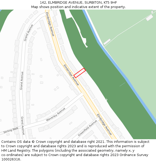 142, ELMBRIDGE AVENUE, SURBITON, KT5 9HF: Location map and indicative extent of plot