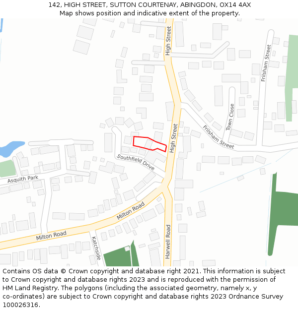 142, HIGH STREET, SUTTON COURTENAY, ABINGDON, OX14 4AX: Location map and indicative extent of plot