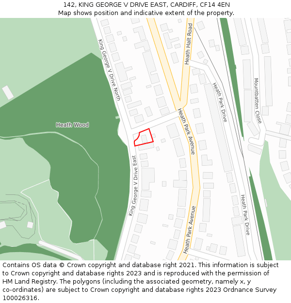142, KING GEORGE V DRIVE EAST, CARDIFF, CF14 4EN: Location map and indicative extent of plot