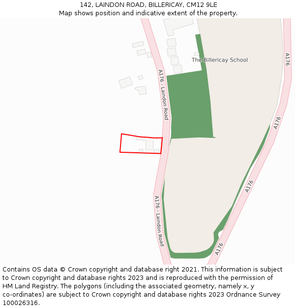 142, LAINDON ROAD, BILLERICAY, CM12 9LE: Location map and indicative extent of plot
