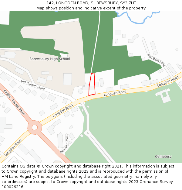 142, LONGDEN ROAD, SHREWSBURY, SY3 7HT: Location map and indicative extent of plot