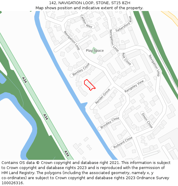 142, NAVIGATION LOOP, STONE, ST15 8ZH: Location map and indicative extent of plot