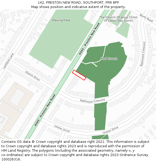 142, PRESTON NEW ROAD, SOUTHPORT, PR9 8PP: Location map and indicative extent of plot