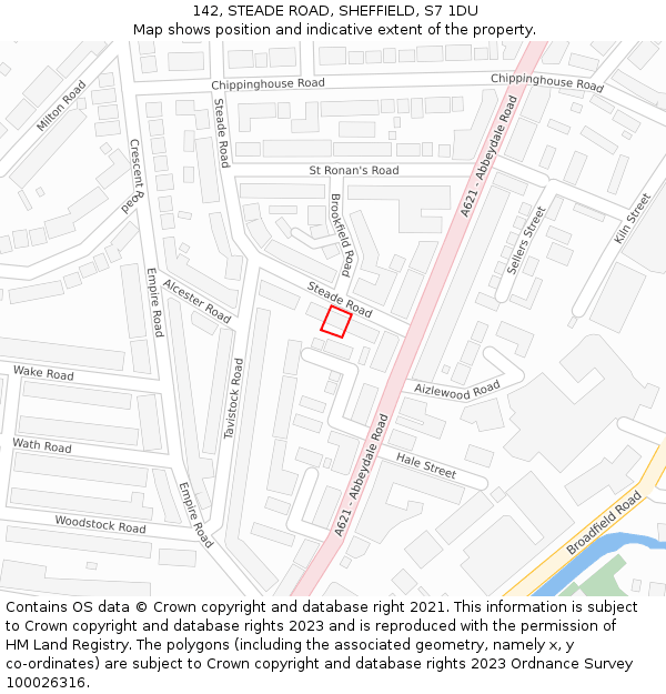142, STEADE ROAD, SHEFFIELD, S7 1DU: Location map and indicative extent of plot