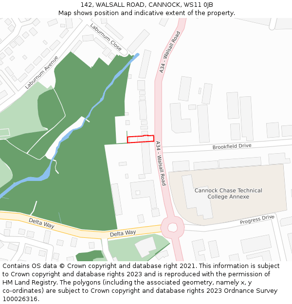 142, WALSALL ROAD, CANNOCK, WS11 0JB: Location map and indicative extent of plot