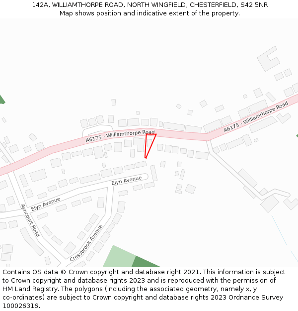 142A, WILLIAMTHORPE ROAD, NORTH WINGFIELD, CHESTERFIELD, S42 5NR: Location map and indicative extent of plot