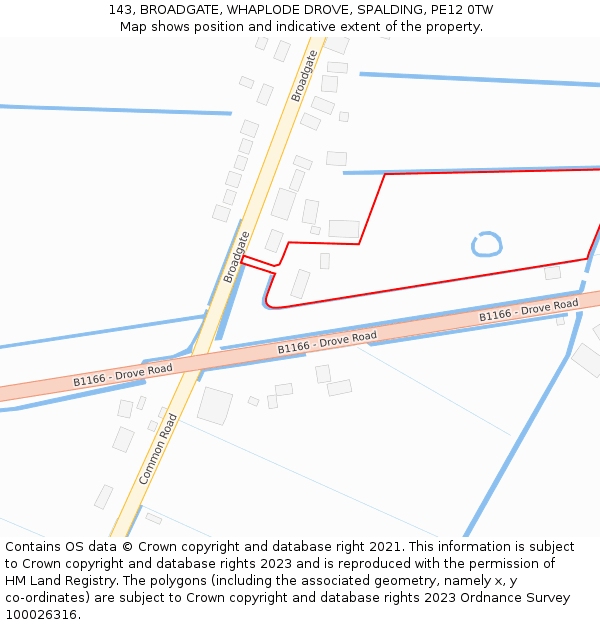 143, BROADGATE, WHAPLODE DROVE, SPALDING, PE12 0TW: Location map and indicative extent of plot